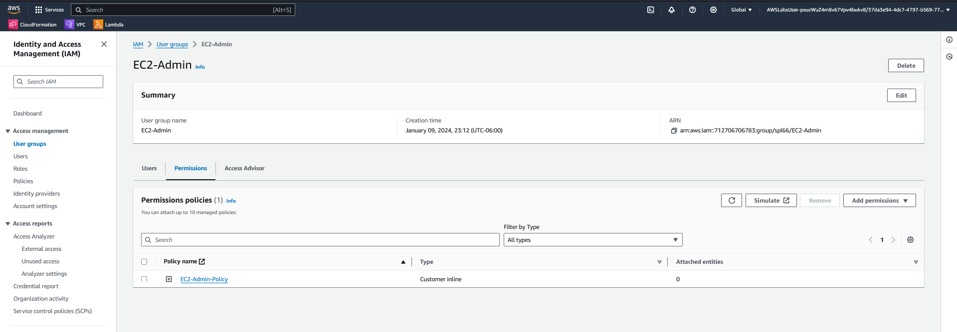 EC2-Admin user group permissions